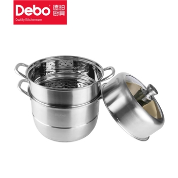 Debo德铂安吉洛304不锈钢双层复底28cm蒸锅DEP-696